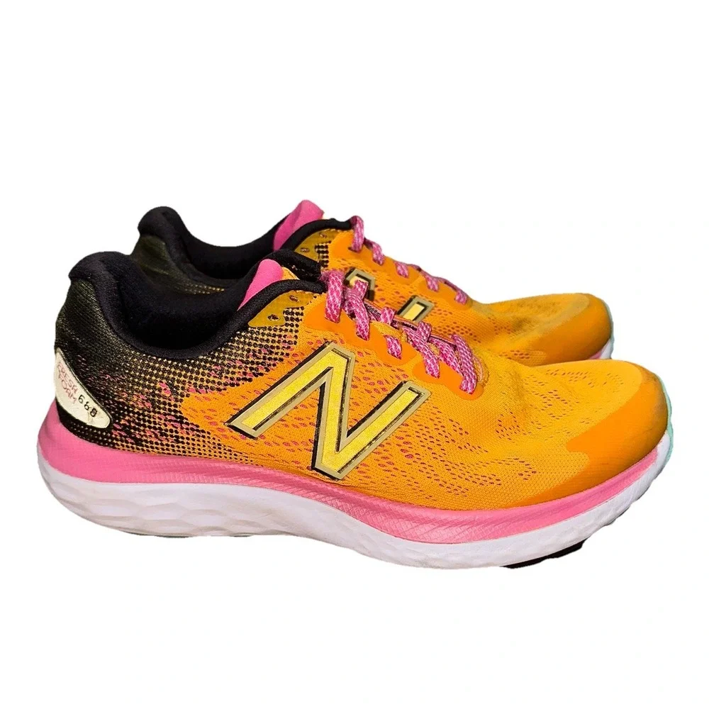 New Balance 680v7 Fresh Foam W680YW7 Low Orange Pink Running Shoes‎ Women's 6